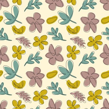 Çiçekli yay desensiz vektör çizimi. Vektör illüstrasyonu