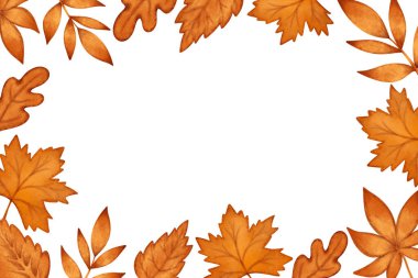 Turuncu sonbahar sezonu çerçevesi, sonbahar yaprakları yazı için boşluk. Vektör illüstrasyonu
