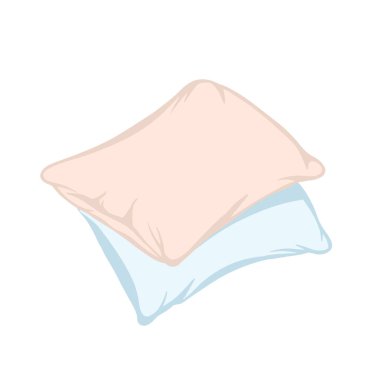 Beyaza izole edilmiş pembe ve mavi yastık yığını. Vektör illüstrasyonu