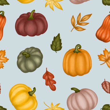 Sonbahar balkabaklarının yaprakları pürüzsüz, el yapımı değil. Vektör illüstrasyonu