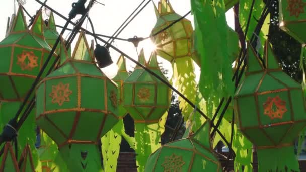 Northern Thai Paper Lanterns Style Sunlight Colorful Lanna Paper Lanterns — Stok video