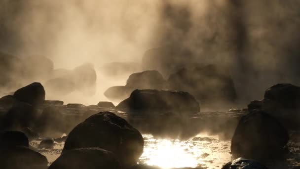 Hot Springs Fog Thailand Morning Sunlight Morning Atmosphere Chae Son — Stockvideo