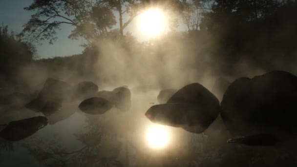 Hot Springs Fog Thailand Morning Sunlight Morning Atmosphere Chae Son — Vídeo de Stock