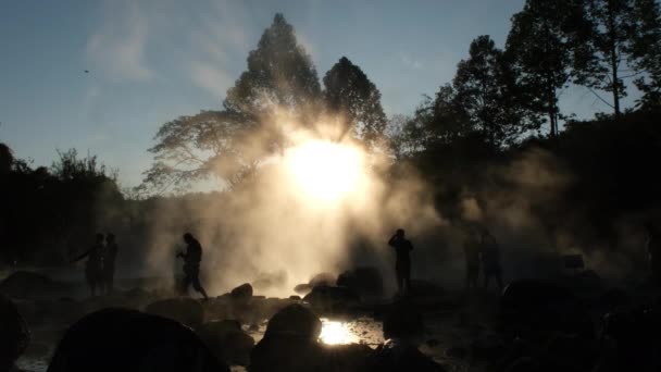 January 2023 Hot Springs Fog Thailand Morning Sunlight Morning Atmosphere — Stockvideo