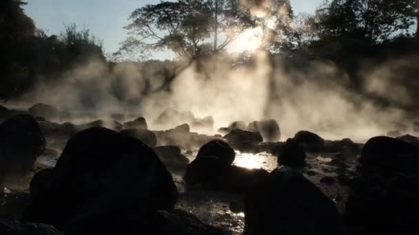 January 2023 Hot Springs Fog Thailand Morning Sunlight Morning Atmosphere — Stock Video