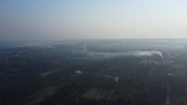 View Horizon Smoke Countryside Landscape Rural Air Pollution — стоковое видео