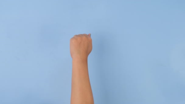 Female Hand Showing Fuck You Middle Finger Negative Sign Pastel — Vídeos de Stock