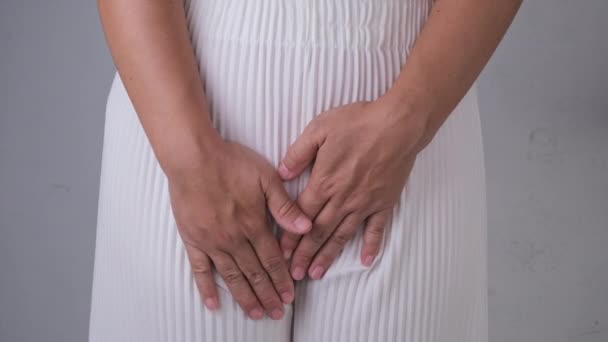 Γυναίκα Χέρια Στον Καβάλο Απομονωμένη Λευκό Φόντο Γυναικείο Χέρι Που — Αρχείο Βίντεο