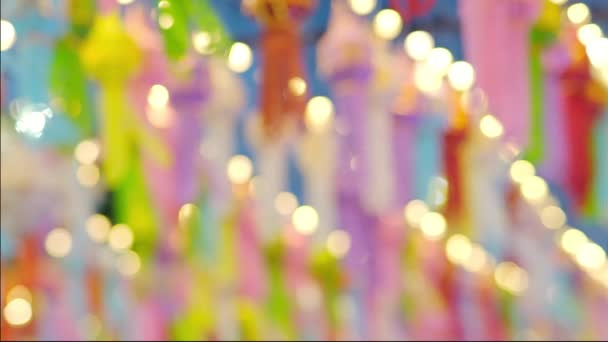 Coloridas Linternas Papel Lanna Cuelgan Templos Lamphun Festival Linternas Populares — Vídeos de Stock