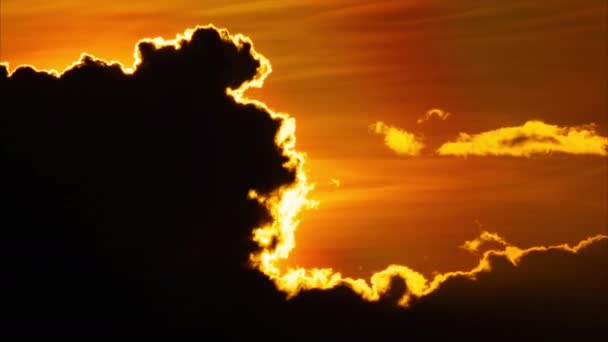 Time Lapse Beautiful Nature Morning Orange Yellow Sunshine Fluffy Clouds — Stock Video