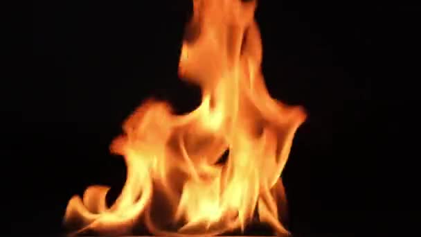 黑色背景上的烈焰 黑暗中美丽的火焰 燃烧的火焰和烟雾的摘要 — 图库视频影像