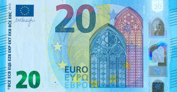 Veinte Euros Primer Plano Moneda Nacional Unión Europea — Foto de Stock