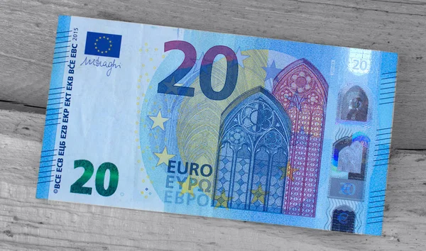 Veinte Euros Primer Plano Moneda Nacional Unión Europea —  Fotos de Stock