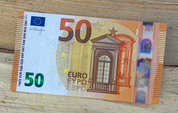 Parte Frammentaria Della Banconota Euro Vicino Con Dettagli Marroni — Foto Stock
