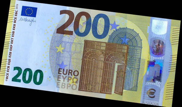Fragmento Parte Billete Euros Primer Plano Con Detalles Marrones — Foto de Stock
