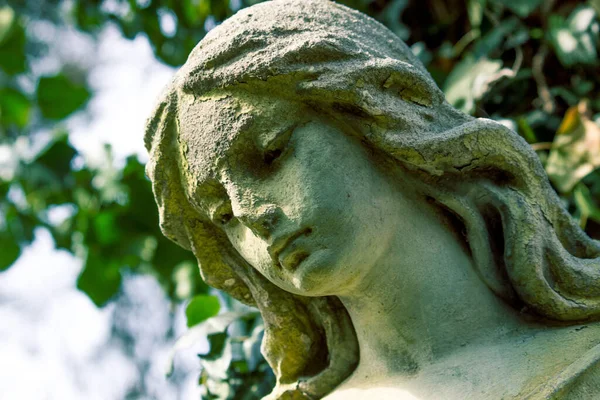 美丽的天使脸的女人 仁慈与和平 一位不知名作家的十九世纪纪念碑 — 图库照片