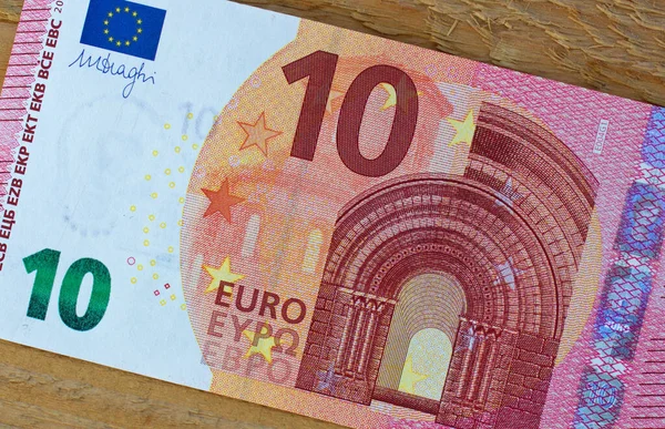 Tíz Eurós Közelkép Európai Unió Nemzeti Valutája — Stock Fotó