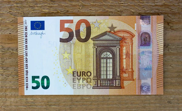 Fragment Část Eurobankovky Zblízka Hnědými Detaily — Stock fotografie