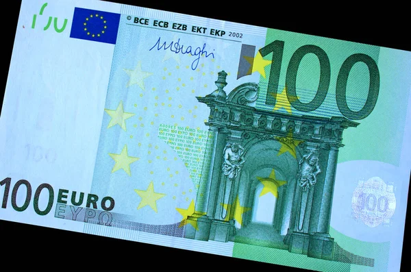 100ユーロのクローズアップ 欧州連合の通貨 — ストック写真