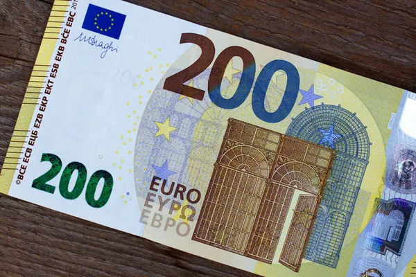 Doscientos Euros Primer Plano Moneda Nacional Unión Europea — Foto de Stock