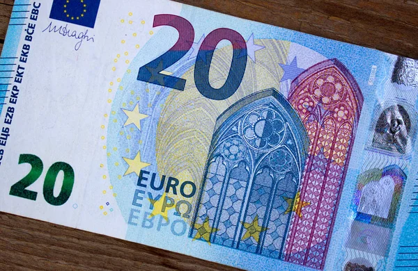 Húsz Euró Közelkép Európai Unió Nemzeti Valutája — Stock Fotó