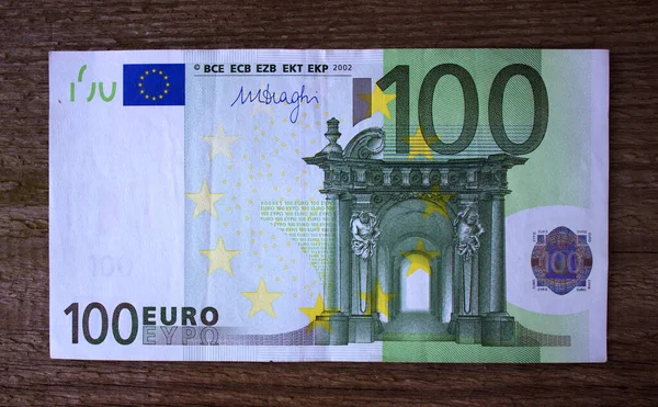 Сто Евро Крупным Планом Национальная Валюта Европейского Союза — стоковое фото