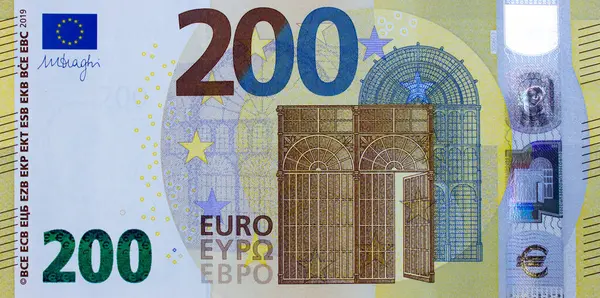 Двести Евро Крупным Планом Национальная Валюта Европейского Союза — стоковое фото