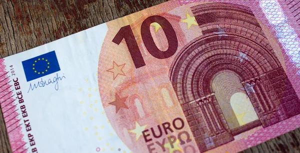 Tíz Eurós Közelkép Európai Unió Nemzeti Valutája — Stock Fotó