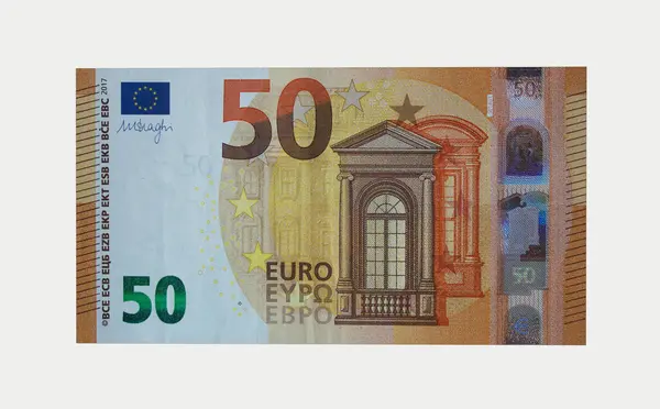 Ötven Euró Közelkép Európai Unió Nemzeti Valutája — Stock Fotó