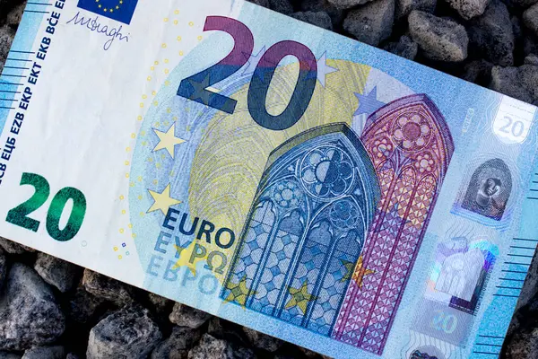Veinte Euros Primer Plano Moneda Nacional Unión Europea — Foto de Stock