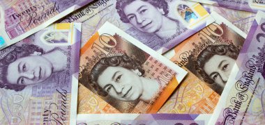 Büyük Britanya 'nın ulusal para birimi, yakın plan.