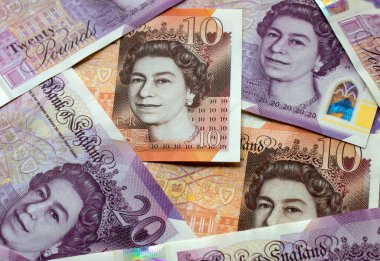 Büyük Britanya 'nın ulusal para birimi, yakın plan.