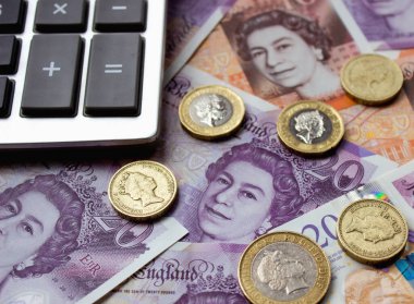 Büyük Britanya 'nın ulusal para birimi, yakın plan.