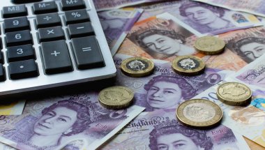 Büyük Britanya 'nın ulusal para birimi, yakın plan.