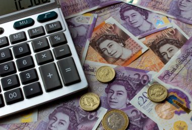 Büyük Britanya 'nın ulusal para birimi, yakın plan.