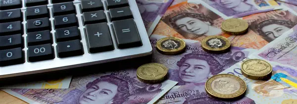 Büyük Britanya 'nın ulusal para birimi, yakın plan.