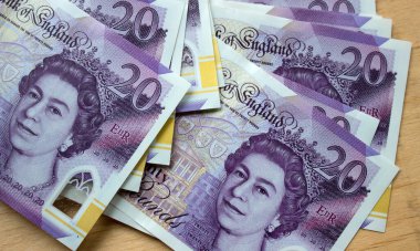 The national currency of England pound close up