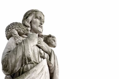 Yüce İsa, İyi Çoban kayıp bir koyunu sırtında taşıyor.
