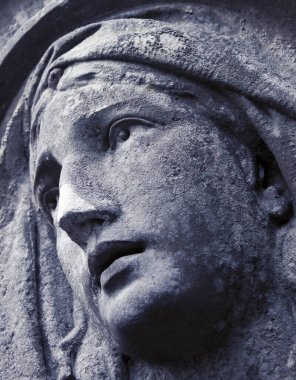İsa Mesih 'in ıstırabından sonra Bakire Meryem' in yüzüne yakın çekim