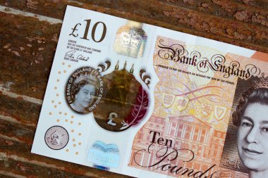 İngiliz poundu yakın plan. Büyük Britanya 'nın ulusal para birimi