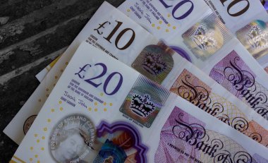 İngiliz poundu yakın plan. Büyük Britanya 'nın ulusal para birimi