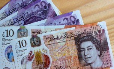 İngiliz poundu yakın plan. Büyük Britanya 'nın ulusal para birimi