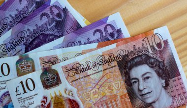 İngiliz poundu yakın plan. Büyük Britanya 'nın ulusal para birimi