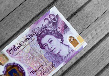 İngiliz poundu yakın plan. Büyük Britanya 'nın ulusal para birimi