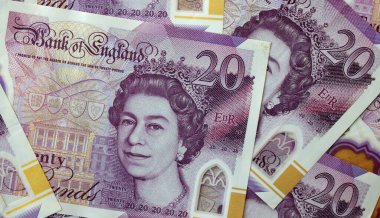 İngiliz poundu yakın plan. Büyük Britanya 'nın ulusal para birimi