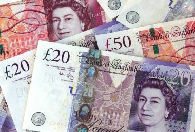 İngiliz poundu yakın plan. Büyük Britanya 'nın ulusal para birimi