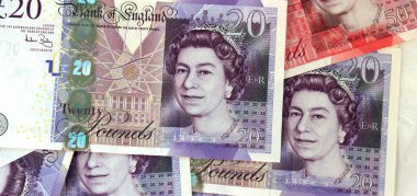 İngiliz poundu yakın plan. Büyük Britanya 'nın ulusal para birimi
