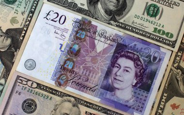 İngiliz poundu yakın plan. Büyük Britanya 'nın ulusal para birimi