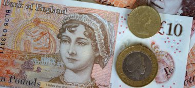 İngiliz poundu yakın plan. Büyük Britanya 'nın ulusal para birimi