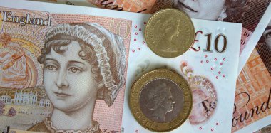 İngiliz poundu yakın plan. Büyük Britanya 'nın ulusal para birimi